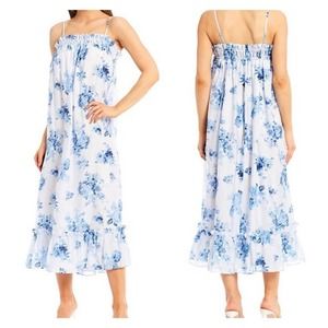 A loves A Floral Print Sleeveless Smocked Square Neck Ruffle Tiered Midi Dress